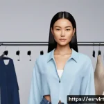 Home 22 가상 피팅 서비스의 경쟁 분석 방법 - **Prompt:** "A diverse young woman in her mid-twenties, with an energetic expression, stands in a sl...
